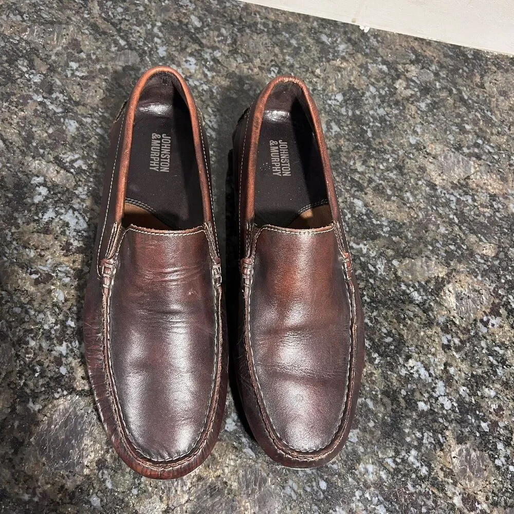 Johnston & Murphy Danley Venetian Brown Leather Driving Loafers Men's Size 9.5 M